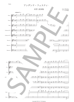 シベリウス「アンダンテ・フェスティーヴォ」木管八重奏版