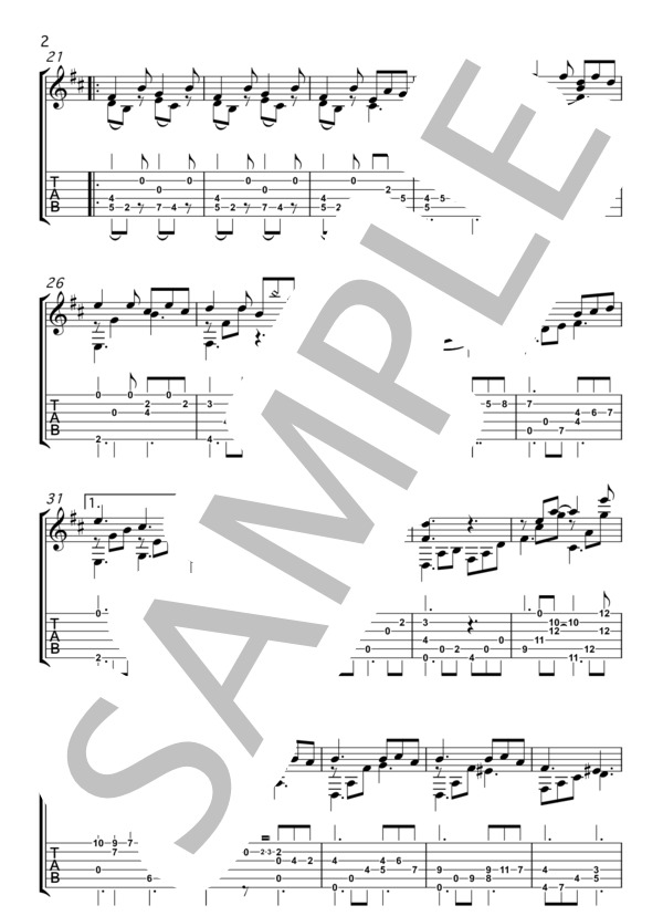 フリア・フロリダ (アグスティン・バリオス) / ギターソロ 中級 - サンプル譜面 2/3