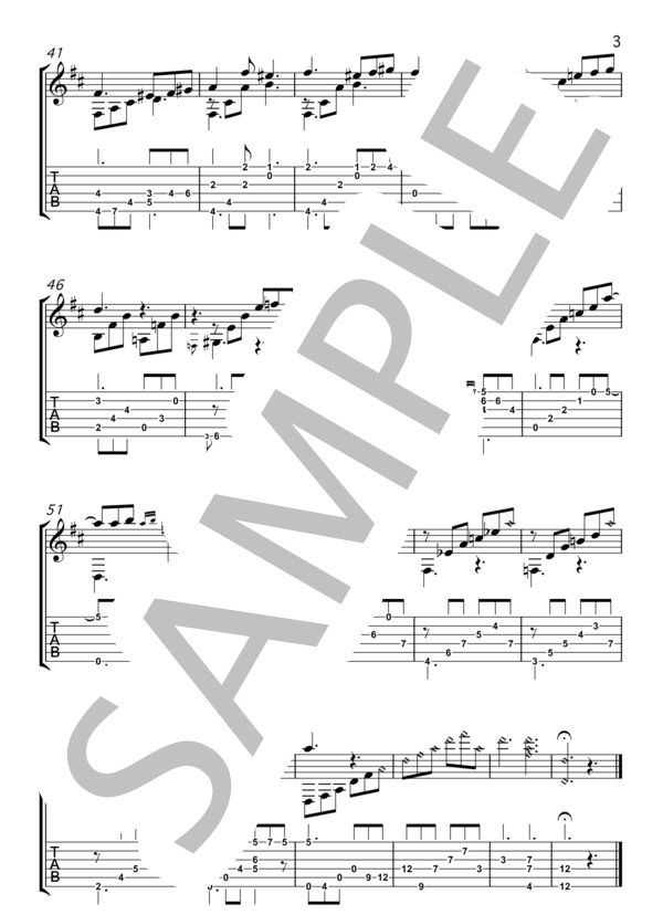 フリア・フロリダ (アグスティン・バリオス) / ギターソロ 中級 - サンプル譜面 3/3