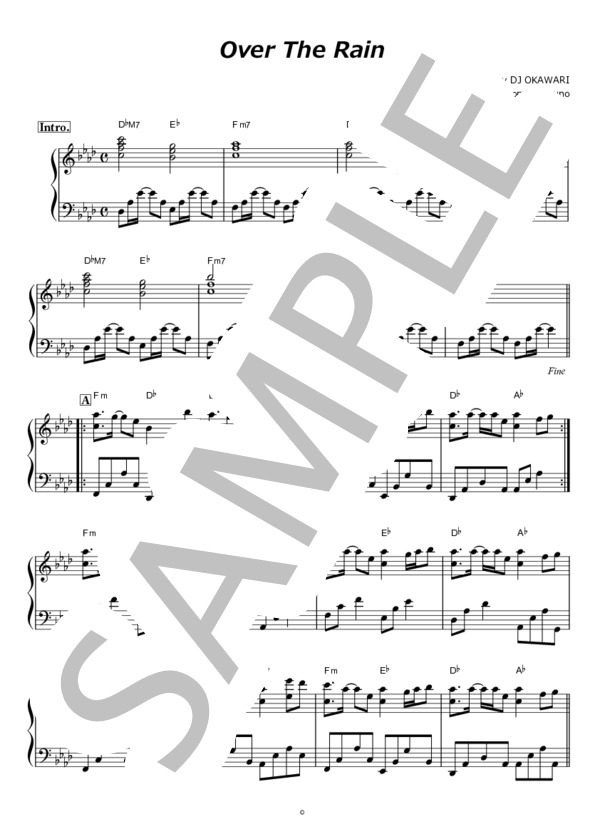 OVER THE RAIN  /  DJ OKAWARI / ピアノソロ 中級 - サンプル譜面 1/3