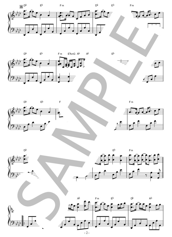 OVER THE RAIN  /  DJ OKAWARI / ピアノソロ 中級 - サンプル譜面 2/3