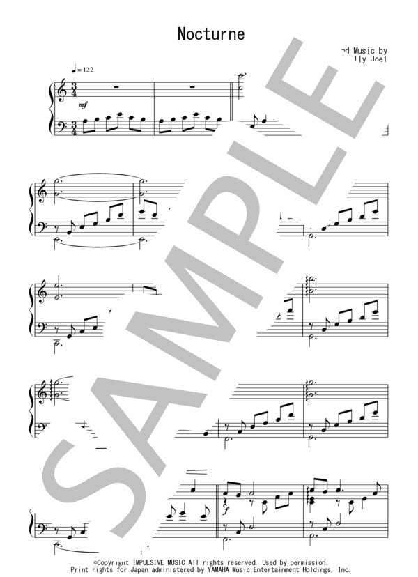 ノクターン（中級 完コピ）：ビリー・ジョエル / ピアノソロ 中級 - サンプル譜面 1/5