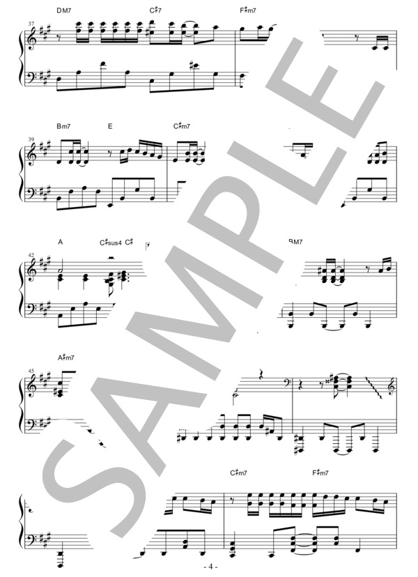 Rain  /  泰基博「言の葉の庭」EⅮ (大江 千里) / ピアノソロ 中〜上級 - サンプル譜面 4/5