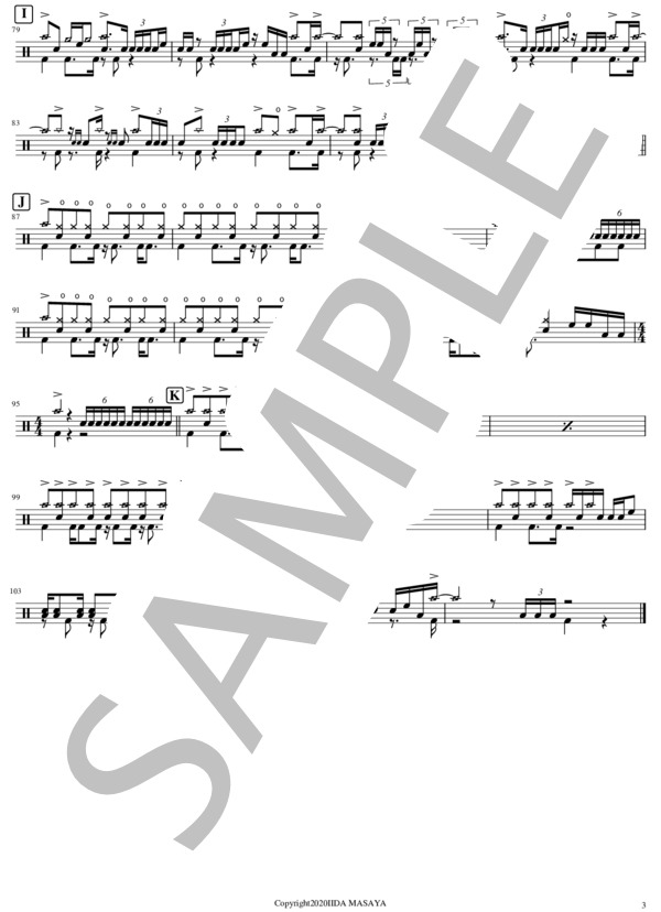 夜咄ディセイブ (じん（自然の敵P）) / ドラム 上級 - サンプル譜面 3/3