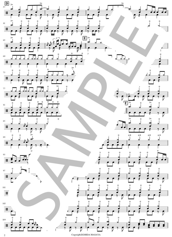 ハナガサイタ (aiko) / ドラム 上級 - サンプル譜面 2/3