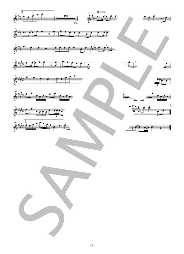 【メロディ譜】千本桜 / 黒うさP in E♭（エスクラリネット・アルトサックスなど） (黒うさP feat.初音ミク) / 中級 - サンプル譜面 2/2