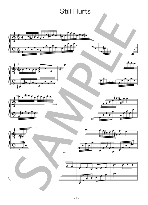 Still Hurts (pianocafe Kumi) / ピアノソロ 初〜中級 - サンプル譜面 1/3