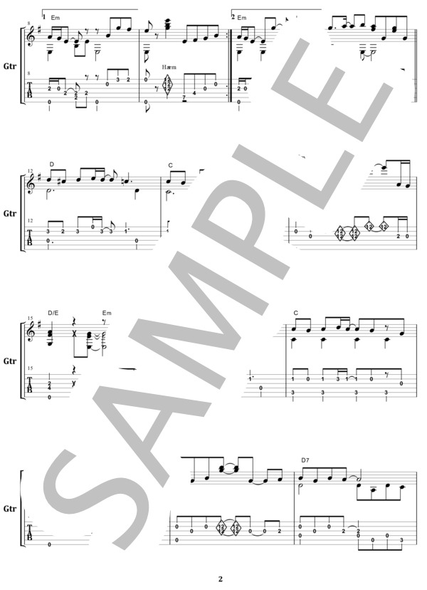 いっそセレナーデ  /  井上陽水 ソロ・ギター スコア (TAB譜)  from68 (井上 陽水) / ギターソロ 初〜中級 - サンプル譜面 2/4