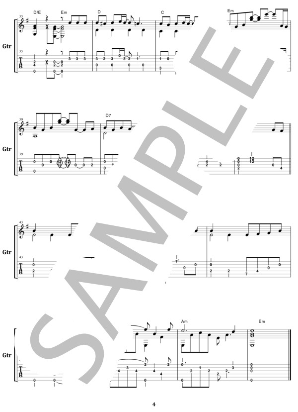 いっそセレナーデ  /  井上陽水 ソロ・ギター スコア (TAB譜)  from68 (井上 陽水) / ギターソロ 初〜中級 - サンプル譜面 4/4