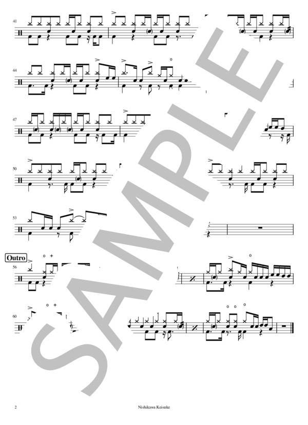 いつもあたしは (aiko) / ドラム 中級 - サンプル譜面 2/2