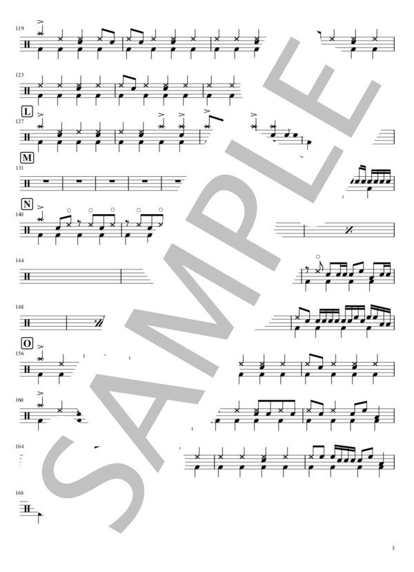 from the edge (LiSA) / ドラム 中級 - サンプル譜面 3/3