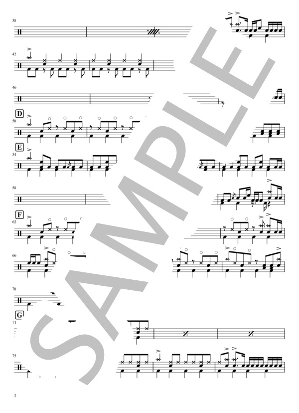 リブート (miwa) / ドラム 初〜中級 - サンプル譜面 2/4