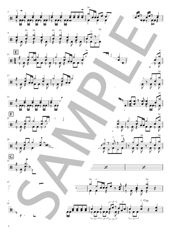 Phantom Joke (UNISON SQUARE GARDEN) / ドラム 中〜上級 - サンプル譜面 2/5