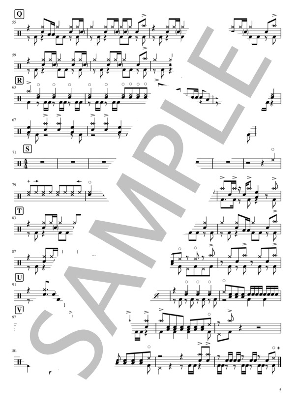 Phantom Joke (UNISON SQUARE GARDEN) / ドラム 中〜上級 - サンプル譜面 5/5