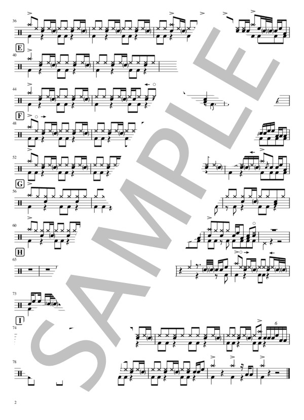 猫 (DISH//) / ドラム 初〜中級 - サンプル譜面 2/2