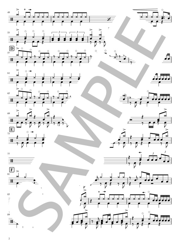 ONENESS (Roselia) / ドラム 中級 - サンプル譜面 2/4