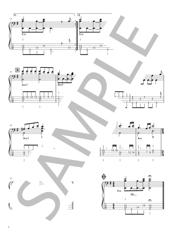海の見える街 (久石 譲) / エレキベース 中級 - サンプル譜面 2/2