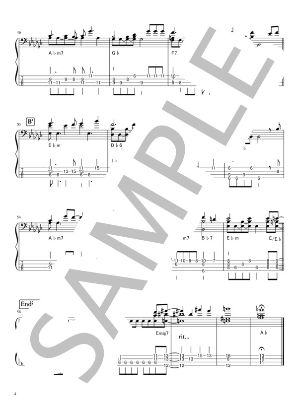 君をのせて (井上 あずみ) / エレキベース 中級 - サンプル譜面 4/4