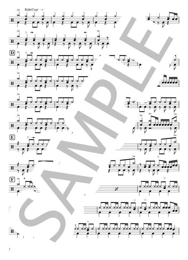 レインボーローズ (山本 彩) / ドラム 初〜中級 - サンプル譜面 2/4