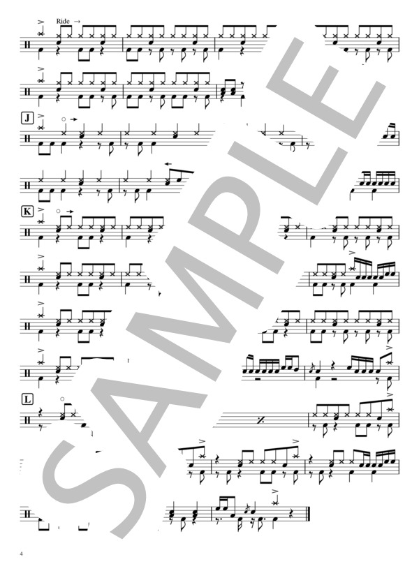 レインボーローズ (山本 彩) / ドラム 初〜中級 - サンプル譜面 4/4