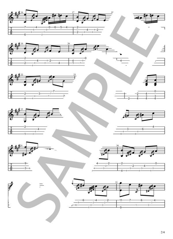 春の歌 ウクレレソロtab (フェリックス・メンデルスゾーン) / 上級 - サンプル譜面 2/4