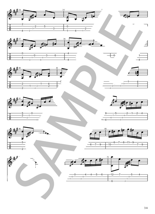 春の歌 ウクレレソロtab (フェリックス・メンデルスゾーン) / 上級 - サンプル譜面 3/4