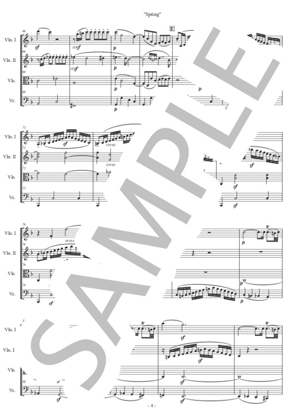 スプリングソナタ（弦楽四重奏版） (ルートヴィヒ・ヴァン・ベートーヴェン) / 上級 - サンプル譜面 4/5