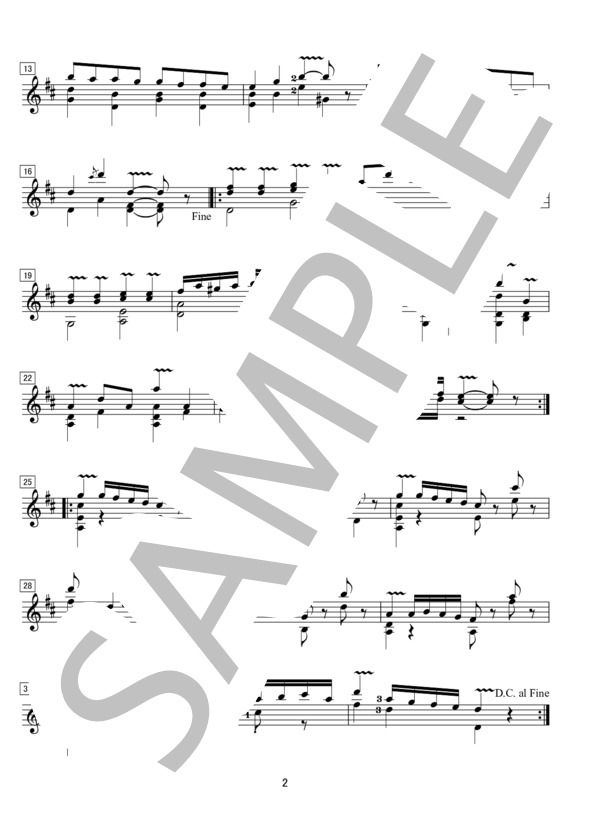 ゴセックの「ガヴォット」無伴奏マンドリンソロ (フランソワ=ジョセフ・ゴセック) / 中〜上級 - サンプル譜面 2/2