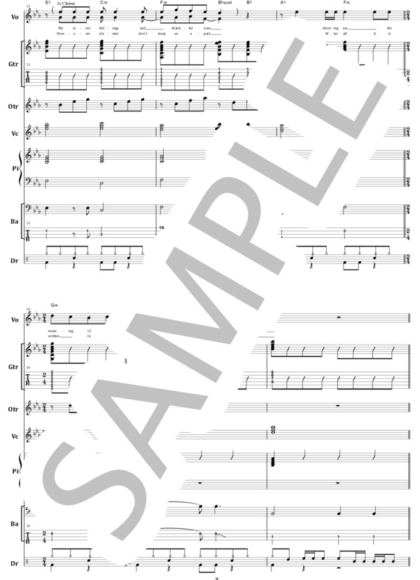 WOMAN(ウーマン)  /  ジョン・レノン(JOHN LENNON) バンドスコア(TAB譜) from68 (JOHN LENNON & YOKO ONO) / 初級 - サンプル譜面 3/5