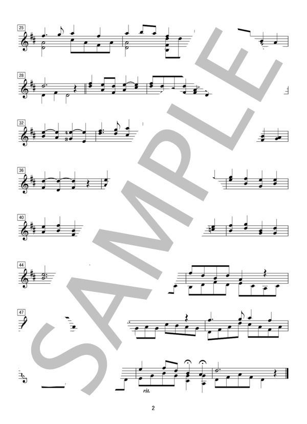 「七つの子」無伴奏マンドリンソロ (本居 長世) / 中〜上級 - サンプル譜面 2/2