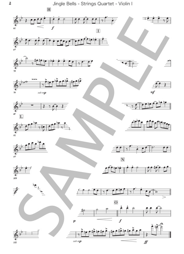 ジングルベル（弦楽四重奏） (ジェームス・ピエポント) / 中級 - サンプル譜面 2/5