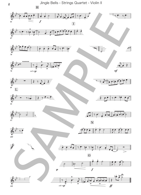 ジングルベル（弦楽四重奏） (ジェームス・ピエポント) / 中級 - サンプル譜面 4/5