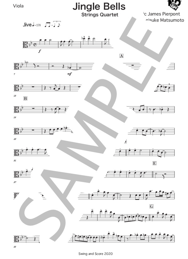ジングルベル（弦楽四重奏） (ジェームス・ピエポント) / 中級 - サンプル譜面 5/5