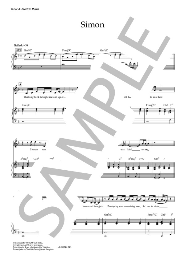 Simon - Peter Allen(弾き語り用） / ピアノ弾き語り 初〜中級 - サンプル譜面 1/3