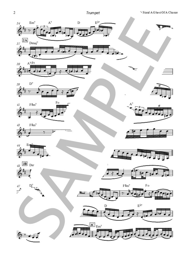 I Don't Stand A Ghost Of A Chance (Clifford Brown 完全コピー譜） / トランペット 中〜上級 - サンプル譜面 2/4