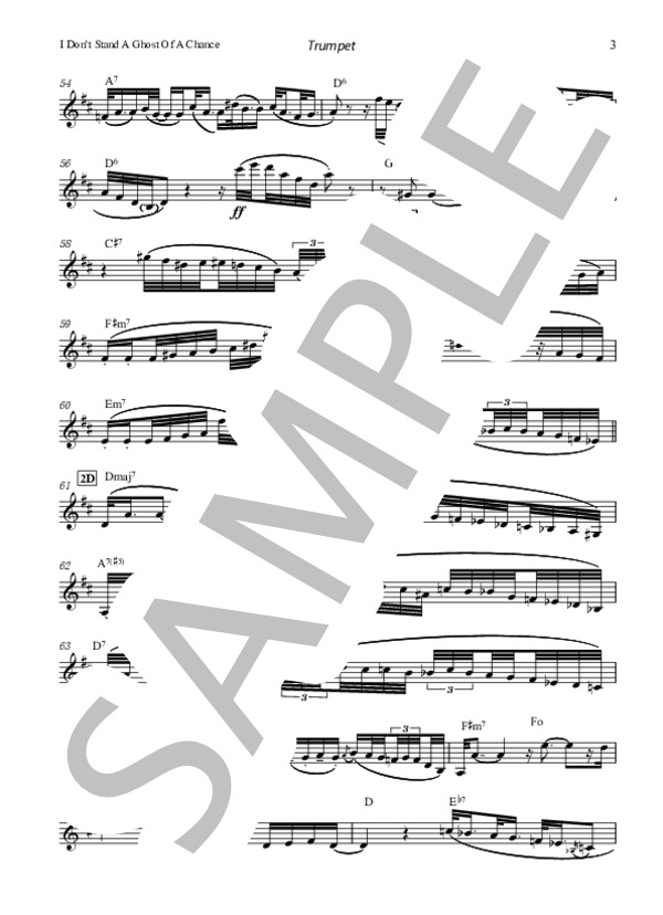 I Don't Stand A Ghost Of A Chance (Clifford Brown 完全コピー譜） / トランペット 中〜上級 - サンプル譜面 3/4