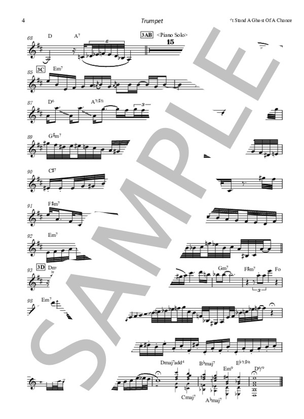 I Don't Stand A Ghost Of A Chance (Clifford Brown 完全コピー譜） / トランペット 中〜上級 - サンプル譜面 4/4