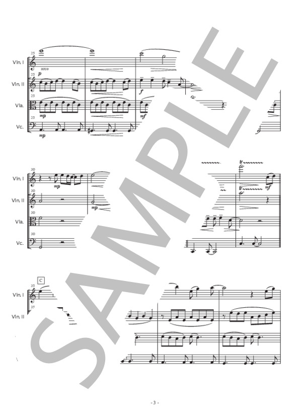 イエスタデイ・ワンス・モア（弦楽四重奏版） (リチャード・カーペンター) / 初級 - サンプル譜面 3/5