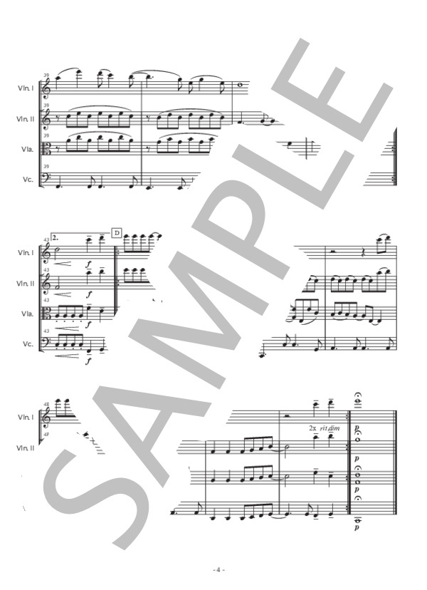 イエスタデイ・ワンス・モア（弦楽四重奏版） (リチャード・カーペンター) / 初級 - サンプル譜面 4/5