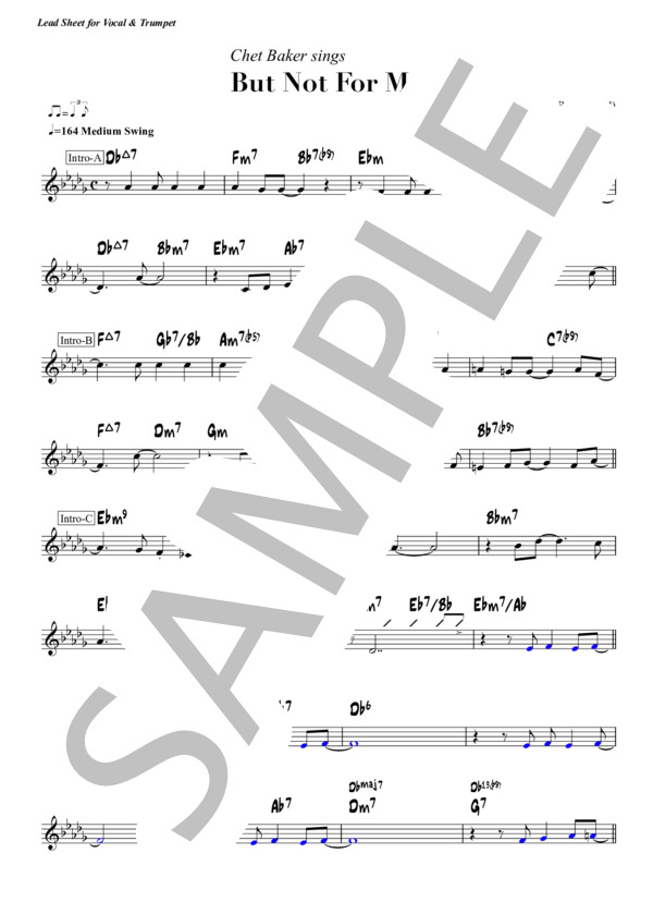 But Not For Me - Chet Baker(リードシート / イントロ・メロディー / トランペット用パート譜付き） (チェット・ベイカー) / 初〜中級 - サンプル譜面 1/4