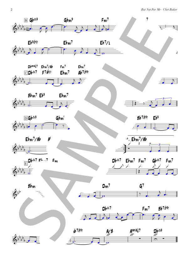 But Not For Me - Chet Baker(リードシート / イントロ・メロディー / トランペット用パート譜付き） (チェット・ベイカー) / 初〜中級 - サンプル譜面 2/4