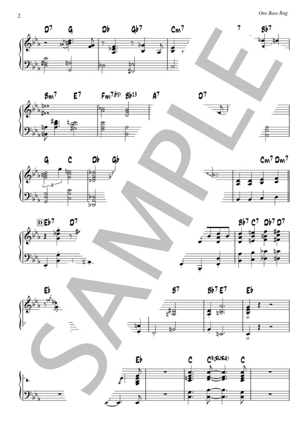 One Bass Rag - Ron Carter(ジャズ・ピアノ譜） (ロン・カーター) / ピアノソロ 中〜上級 - サンプル譜面 2/4