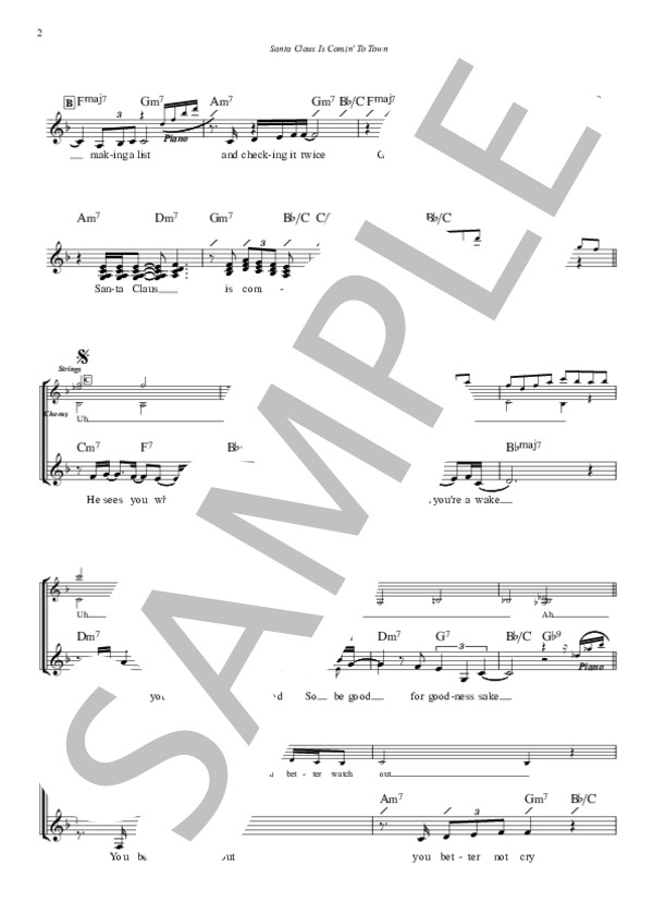 Santa Claus Is Comin' To Town (Ballad) - Carpenters(ボーカル・メロディー譜 / コーラス / サックス・ソロ完全コピー譜） (カーペンターズ) / 初〜中級 - サンプル譜面 2/5