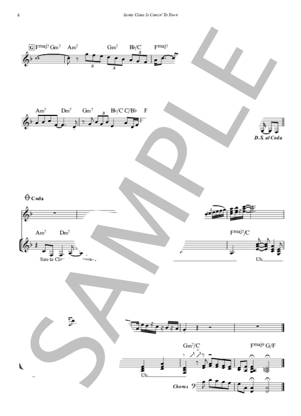 Santa Claus Is Comin' To Town (Ballad) - Carpenters(ボーカル・メロディー譜 / コーラス / サックス・ソロ完全コピー譜） (カーペンターズ) / 初〜中級 - サンプル譜面 4/5