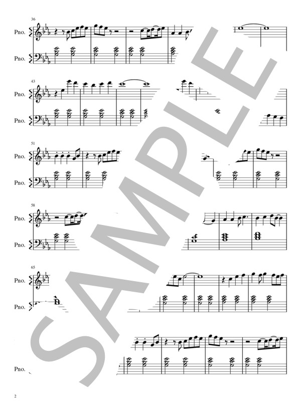 ルージュの伝言 (荒井 由実) / ピアノソロ 入門 - サンプル譜面 2/3