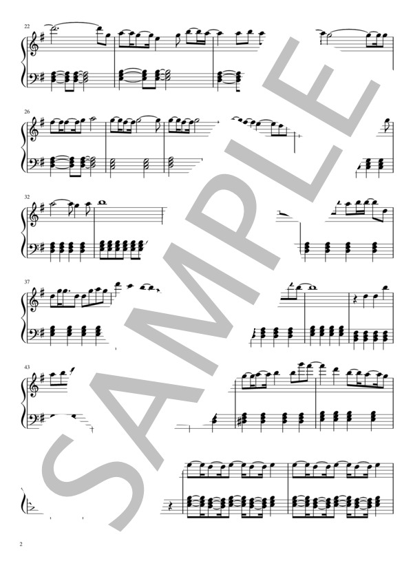 紅蓮華（初心者向け） (LiSA) / ピアノソロ 入門 - サンプル譜面 2/5