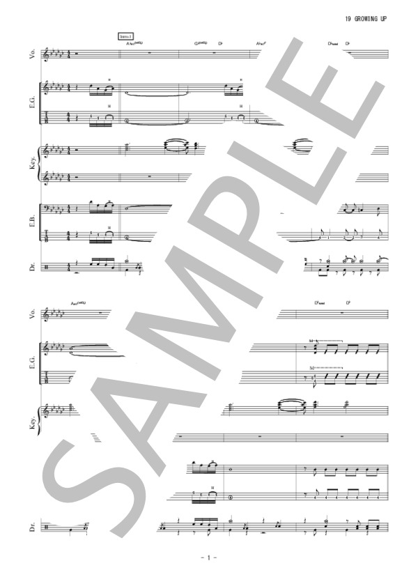 19 GROWING UP (プリンセス プリンセス) / バンドスコア 初〜中級 - サンプル譜面 2/5