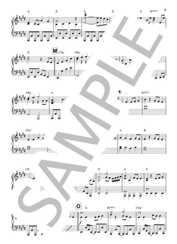 乙女どもよ。 / CHiCO with HoneyWorks(TVアニメ「荒ぶる季節の乙女どもよ。」オープニング主題歌)-楽譜【ピアノ】- / ピアノソロ 中〜上級 - サンプル譜面 5/5