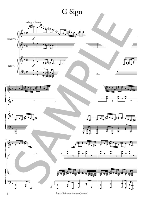 【ピアノ4手連弾】G Sign (斎藤 守也) / ピアノ連弾 上級 - サンプル譜面 5/5