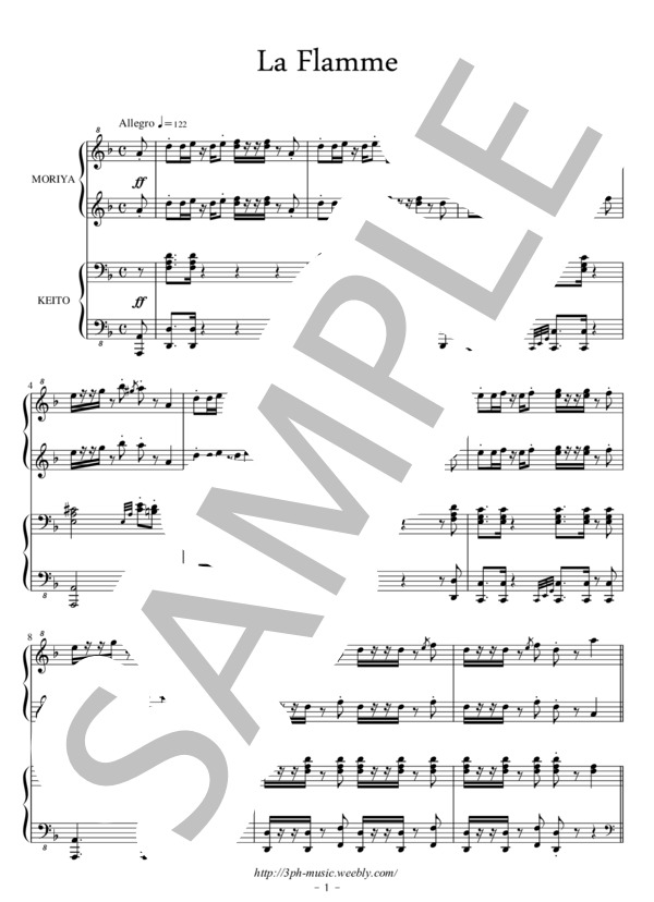 【ピアノ4手連弾】La Flamme (斎藤 守也) / ピアノ連弾 上級 - サンプル譜面 5/5